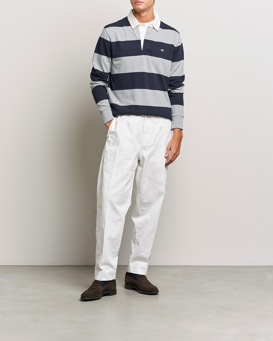 Herr | Tröjor | GANT | Barstriped Rugger Grey/Navy