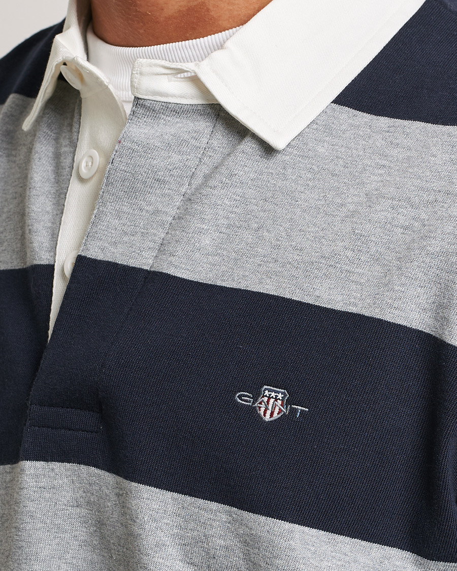 Herr | Tröjor | GANT | Barstriped Rugger Grey/Navy
