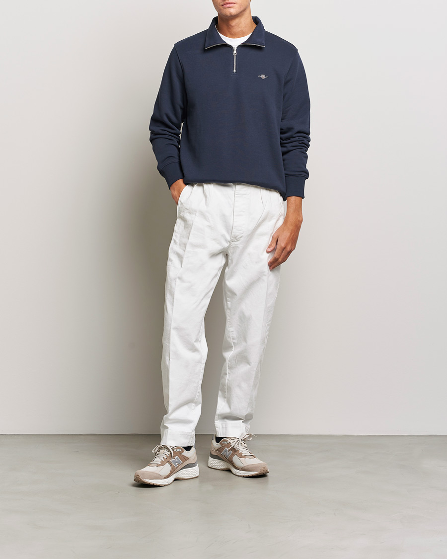 Herr | Tröjor | GANT | Original Shield Half Zip Sweater Evening Blue