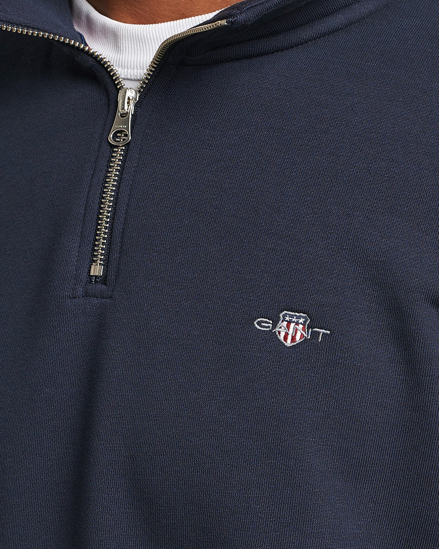 Herr | Tröjor | GANT | Original Shield Half Zip Sweater Evening Blue