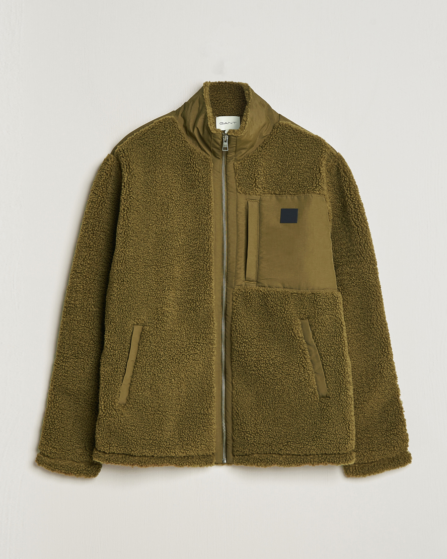 Herr | Tröjor | GANT | Sherpa Fleece Full Zip Dark Cactus