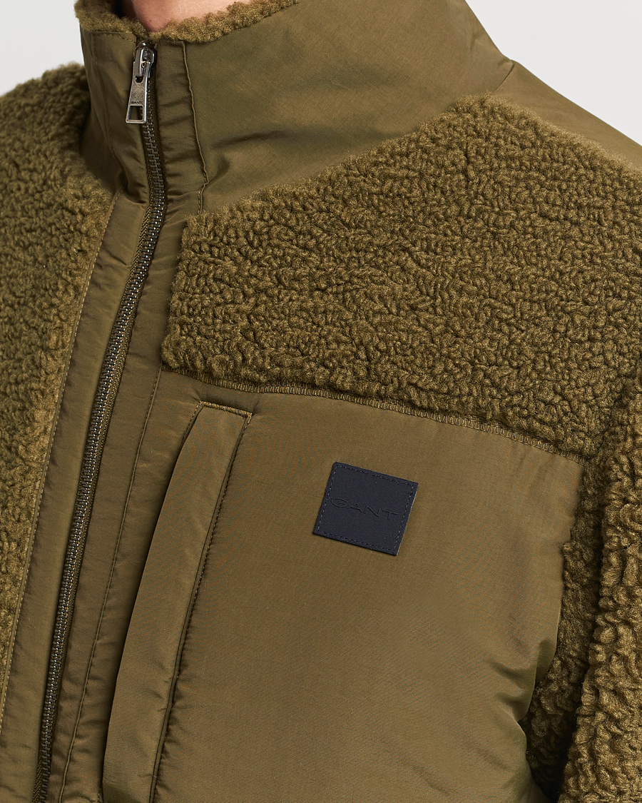 Herr | Tröjor | GANT | Sherpa Fleece Full Zip Dark Cactus