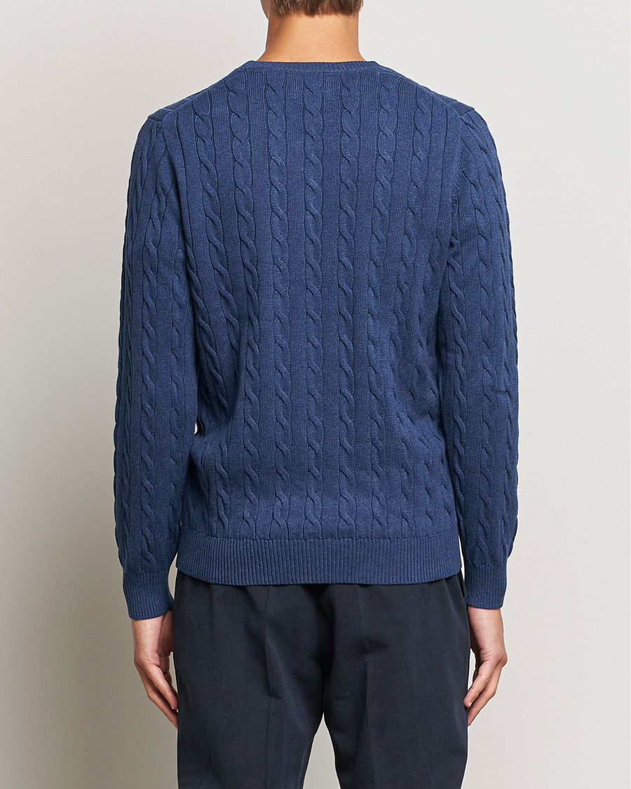 Herr | Tröjor | GANT | Cotton Cable Crew Neck Pullover Marine Melange