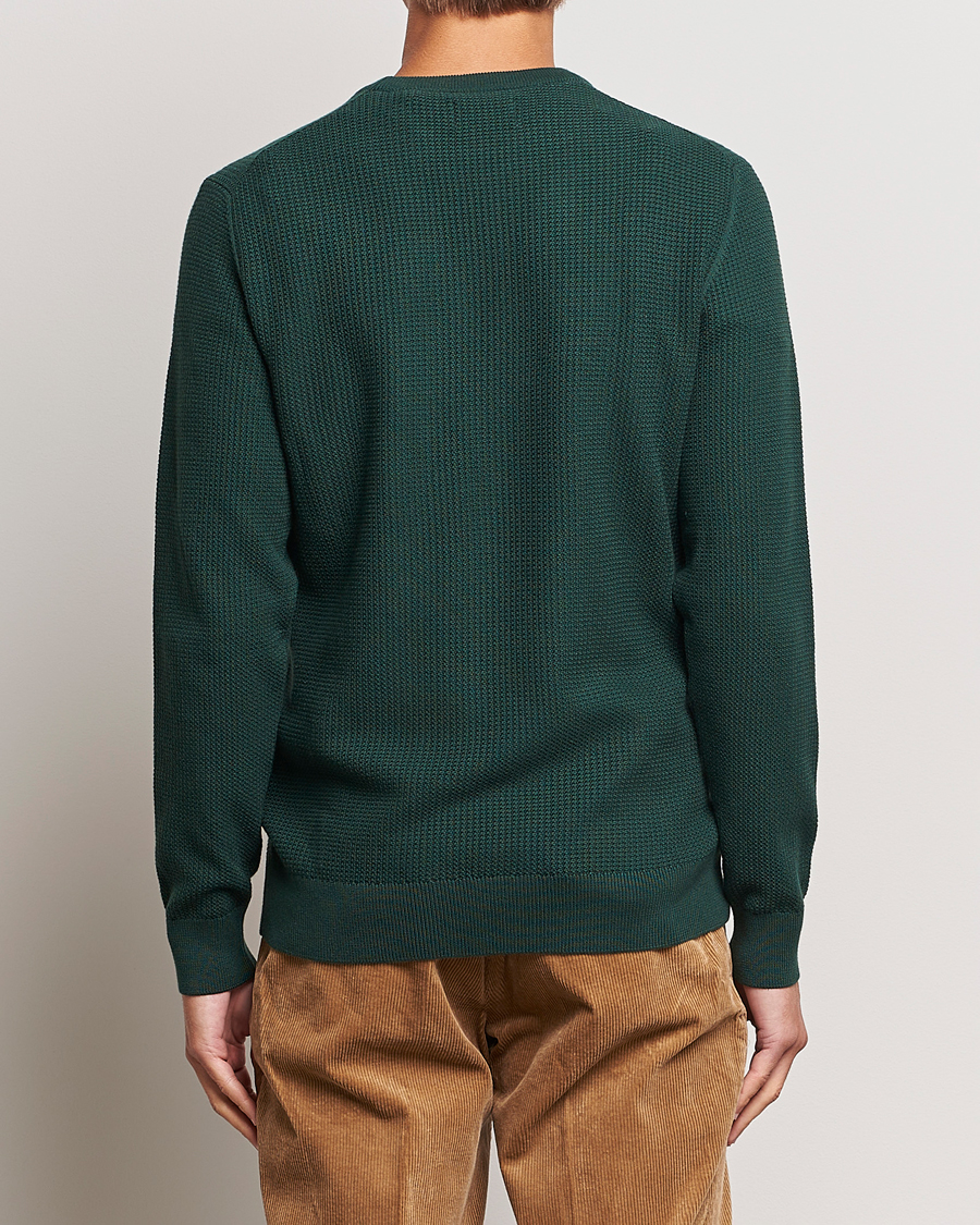 Herr | Tröjor | GANT | Cotton Micro Textured Crew Neck Tartan Green