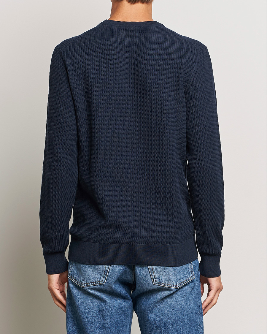 Herr | Tröjor | GANT | Cotton Micro Textured Crew Neck Evening Blue