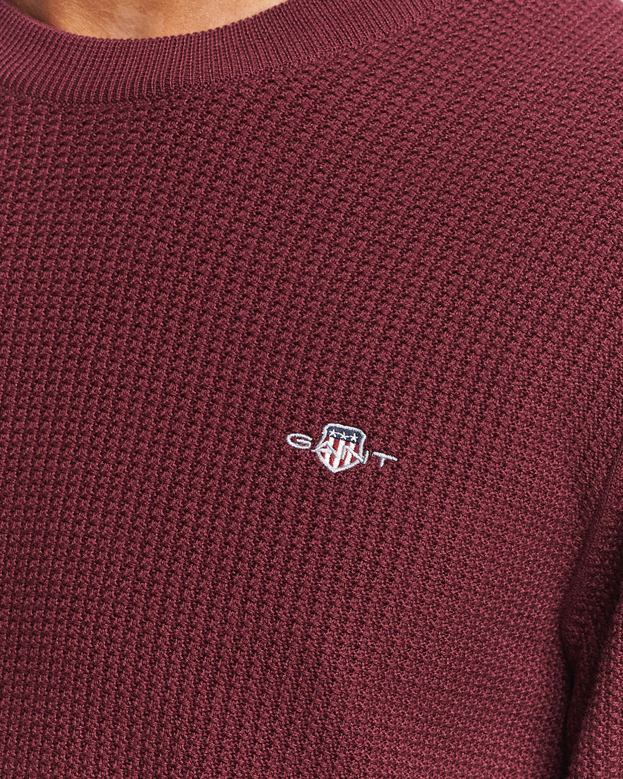 Herr | Tröjor | GANT | Cotton Micro Textured Crew Neck Red Shadow