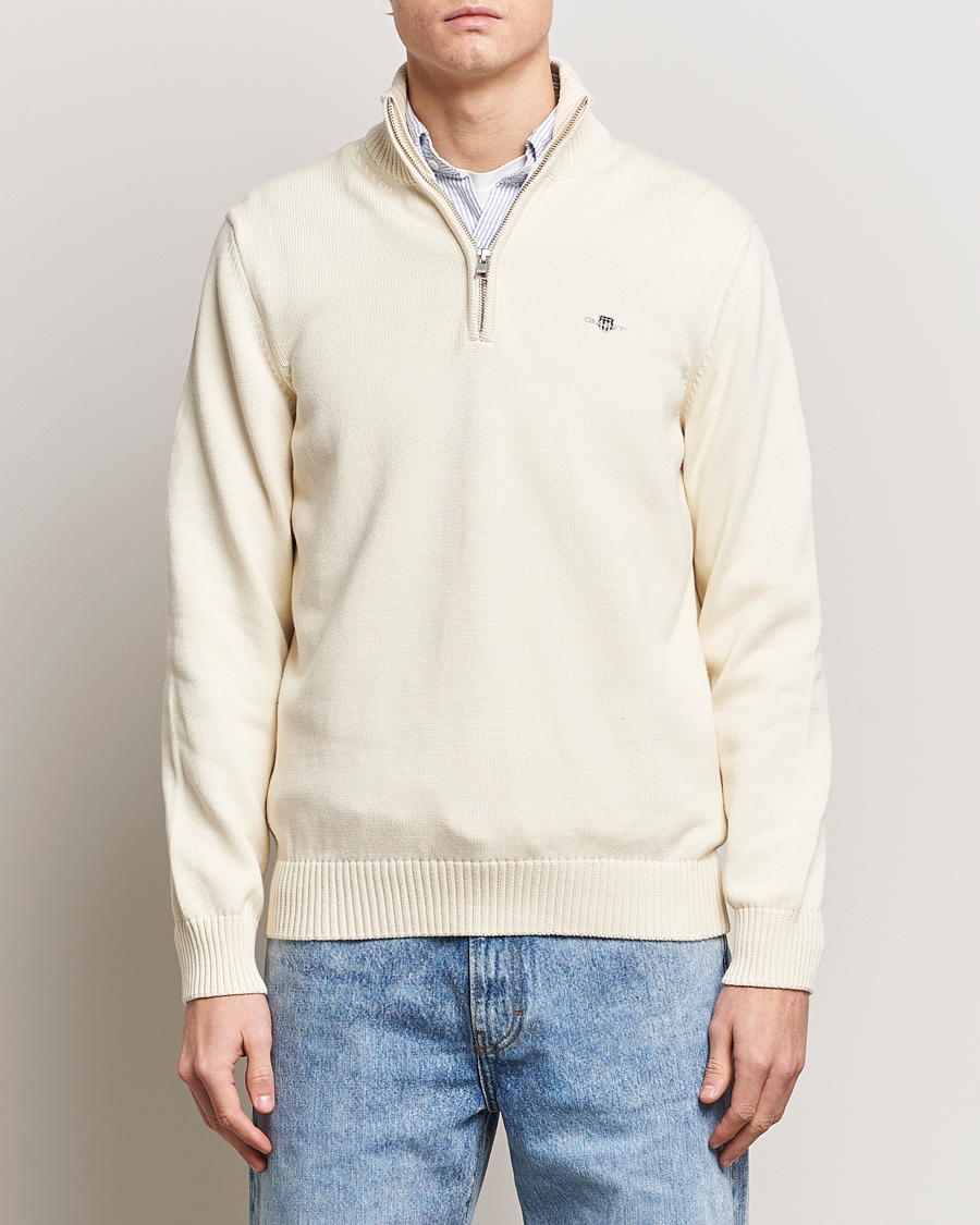 Herr | Rea kläder | GANT | Cotton Half Zip Cream