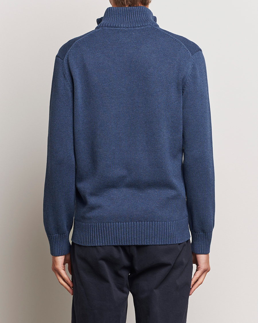 Herr | Tröjor | GANT | Cotton Half Zip Marine Melange