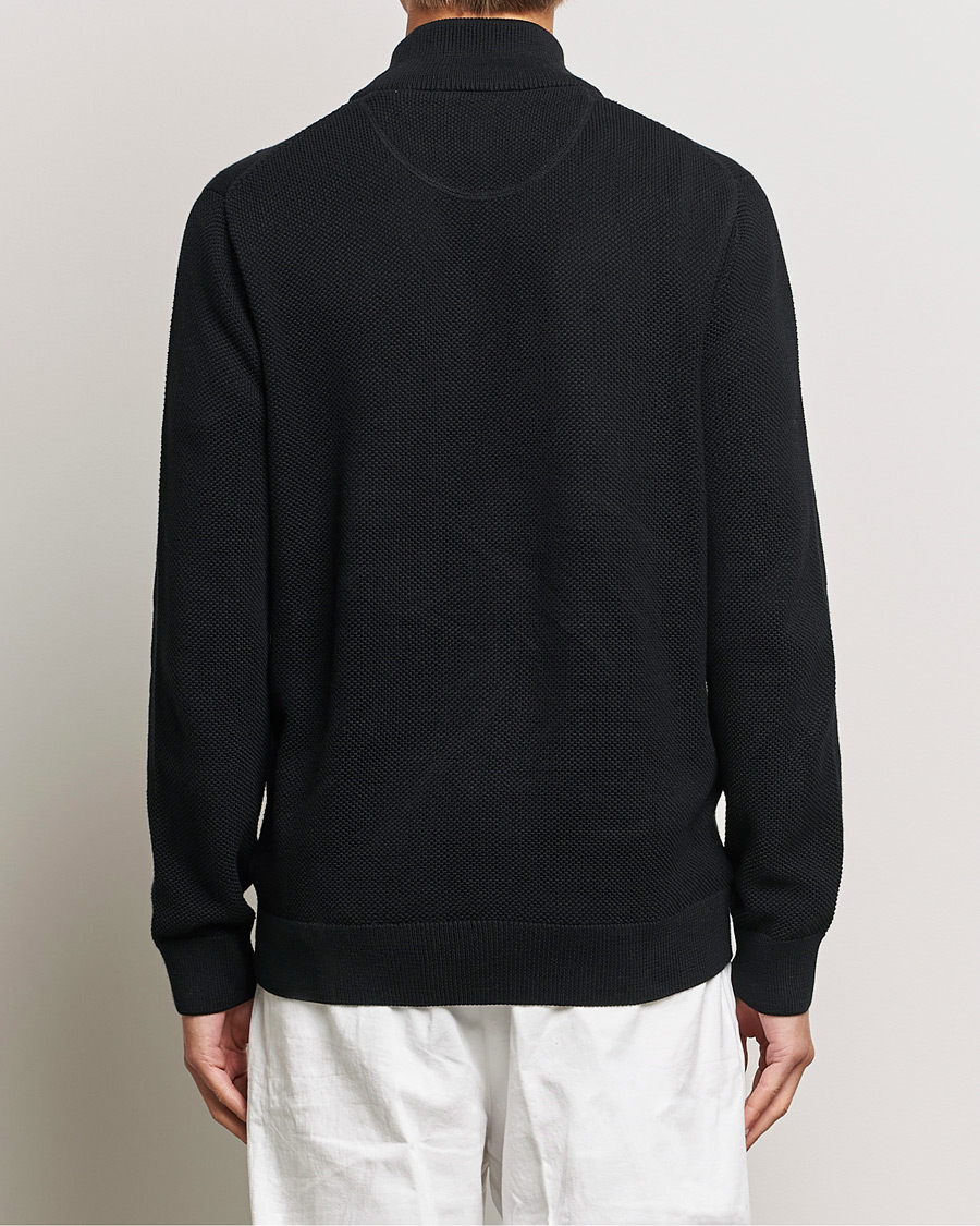 Herr | Tröjor | GANT | Cotton Pique Full-Zip Sweater Black