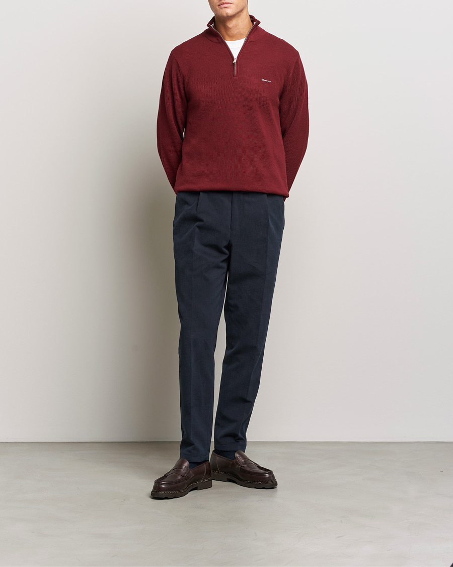 Herr | Tröjor | GANT | Cotton Pique Half Zip Plumped Red