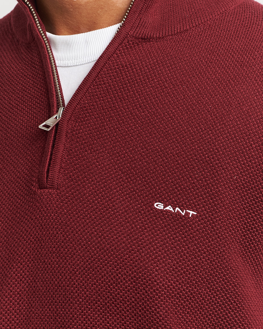 Herr | Tröjor | GANT | Cotton Pique Half Zip Plumped Red