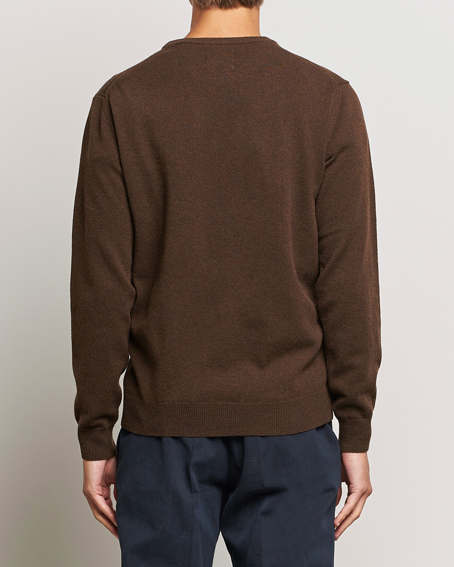 Herr | Tröjor | GANT | Lambswool Crew Neck Pullover Dark Brown Melange