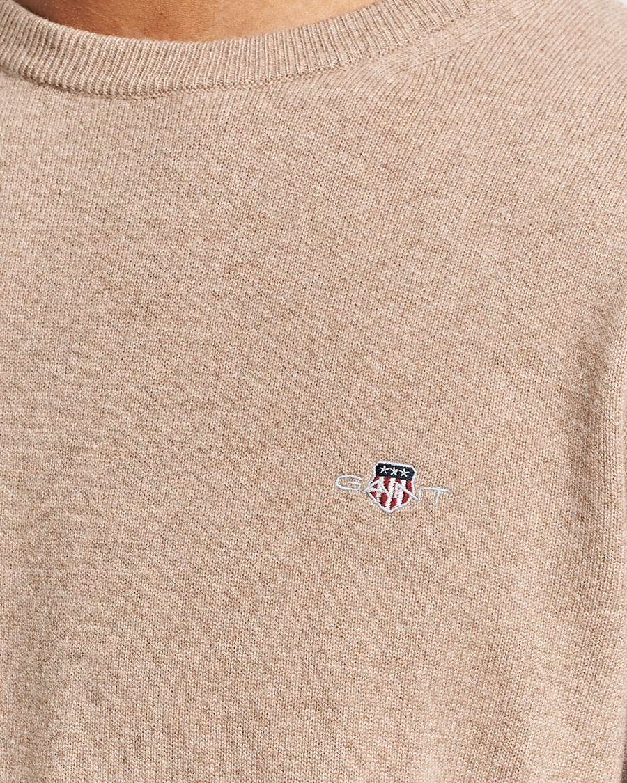 Herr | Tröjor | GANT | Lambswool Crew Neck Pullover Dark Sand
