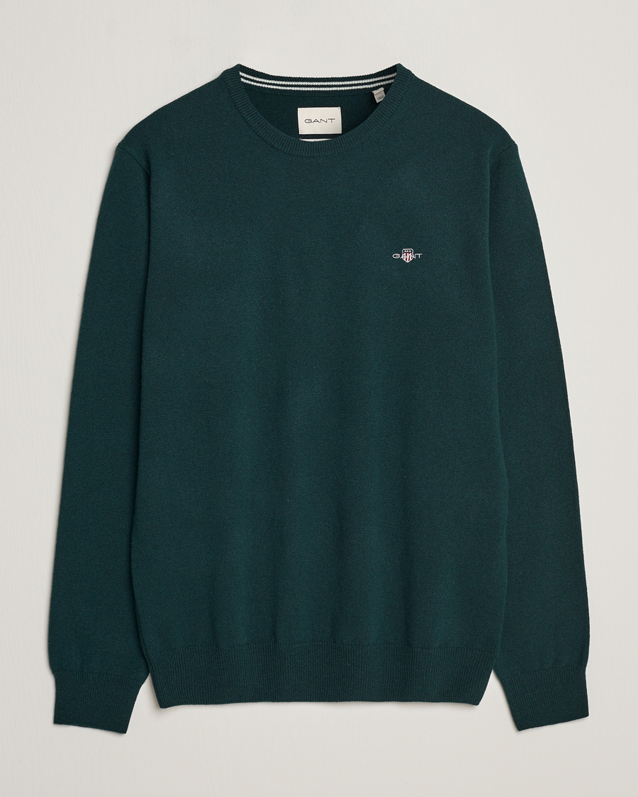 Herr | Tröjor | GANT | Lambswool Crew Neck Pullover Tartan Green