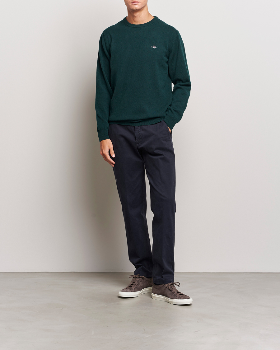 Herr | Tröjor | GANT | Lambswool Crew Neck Pullover Tartan Green