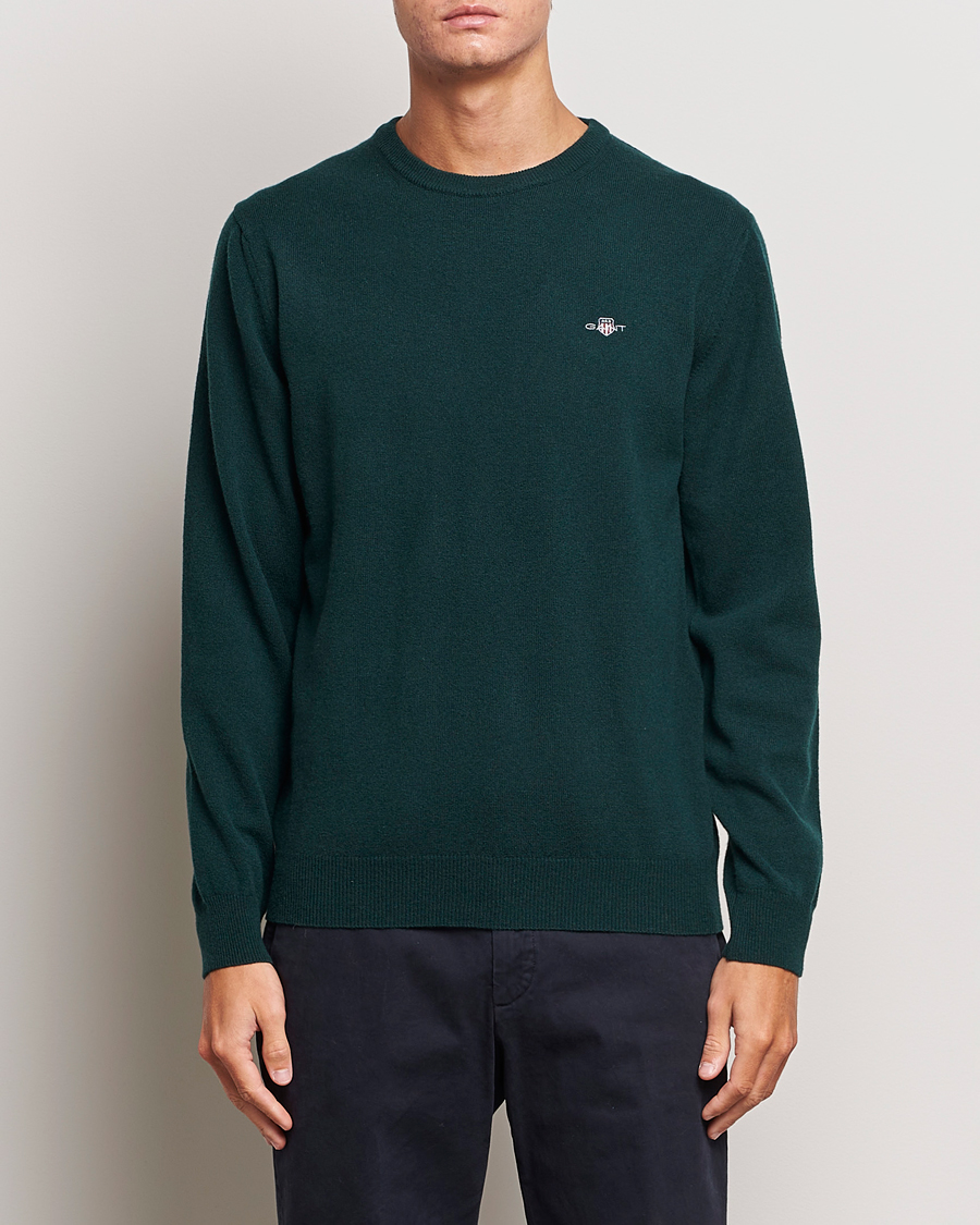 Herr | Tröjor | GANT | Lambswool Crew Neck Pullover Tartan Green