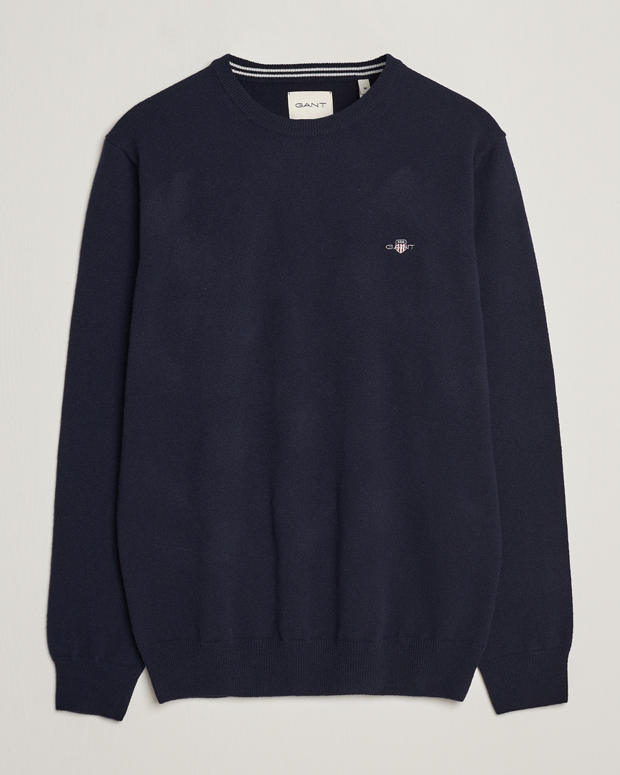 Herr | Tröjor | GANT | Lambswool Crew Neck Pullover Marine