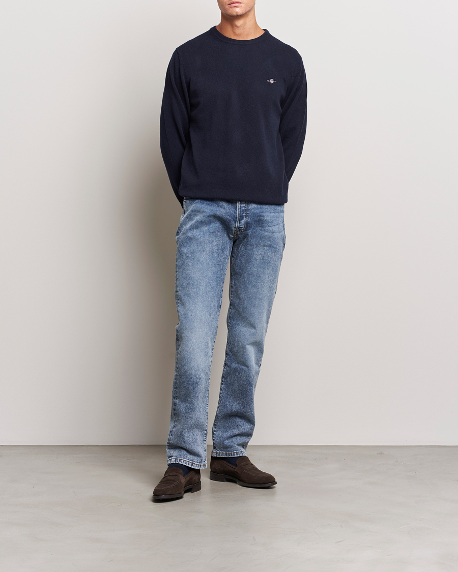 Herr | Tröjor | GANT | Lambswool Crew Neck Pullover Marine