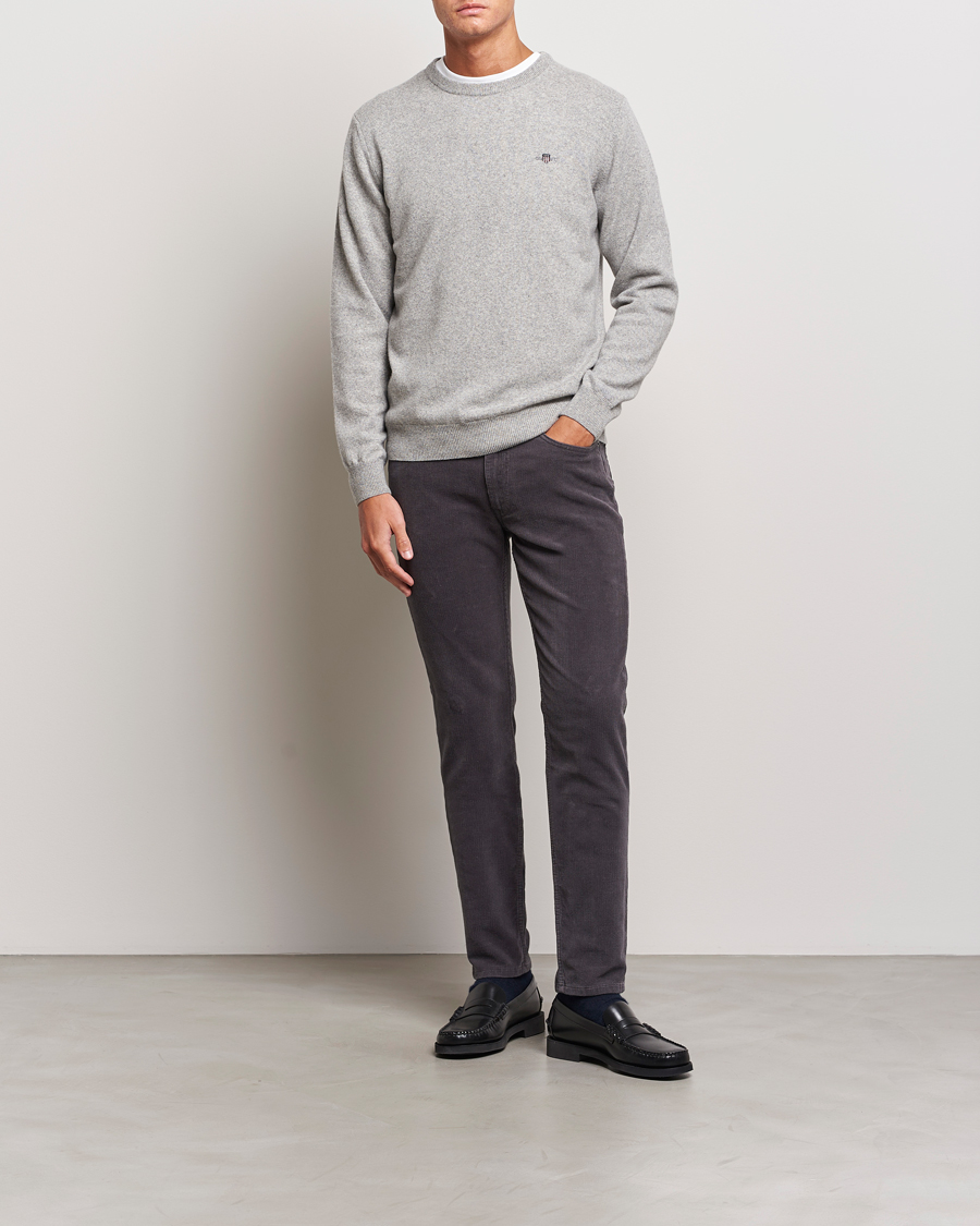Herr | Tröjor | GANT | Lambswool Crew Neck Pullover Grey Malange