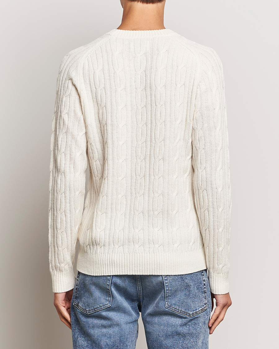 Herr | Tröjor | GANT | Lambswool Cable Crew Neck Pullover Cream