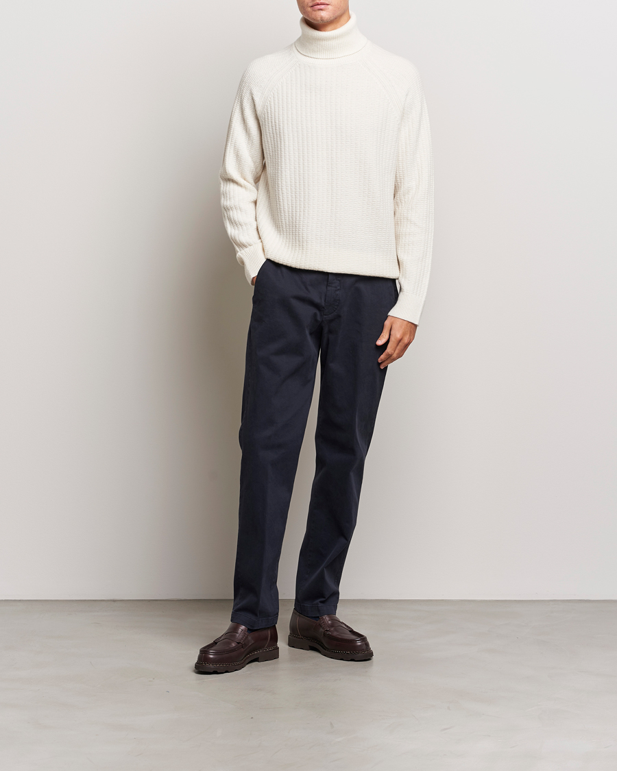 Herr | Tröjor | GANT | Lambswool Textured Rollneck Cream