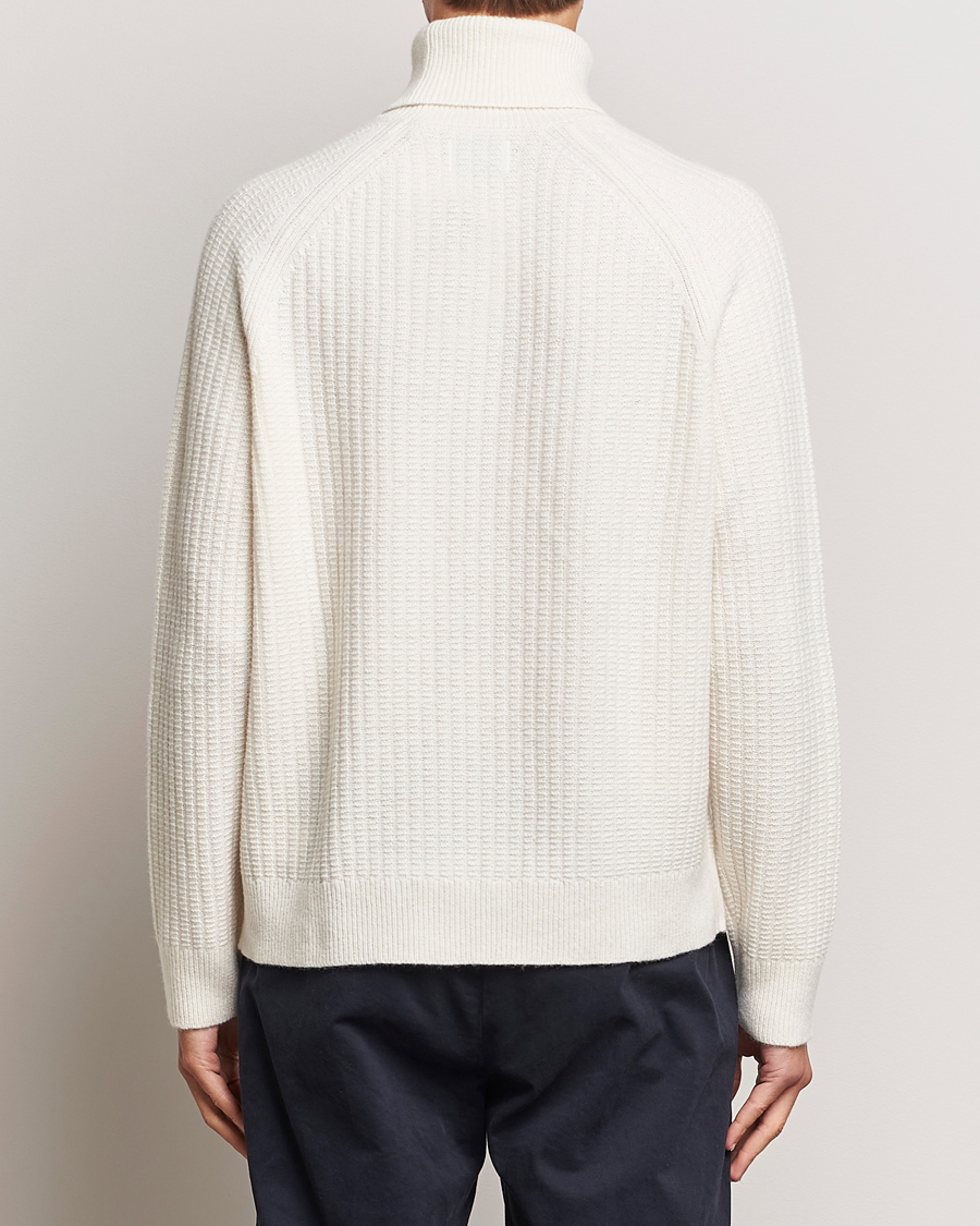 Herr | Tröjor | GANT | Lambswool Textured Rollneck Cream
