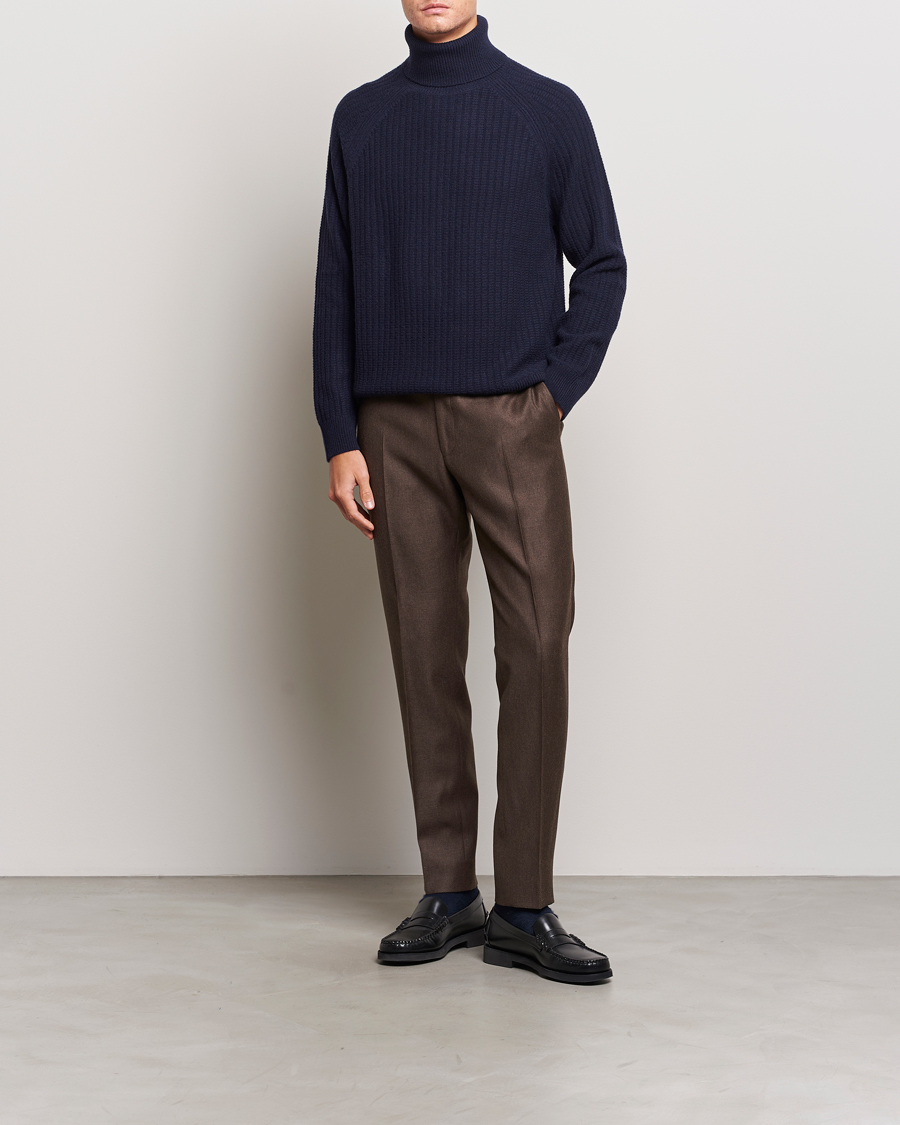 Herr | Tröjor | GANT | Lambswool Textured Rollneck Evening Blue