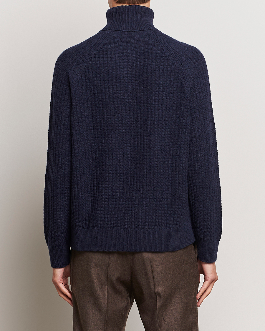Herr | Tröjor | GANT | Lambswool Textured Rollneck Evening Blue