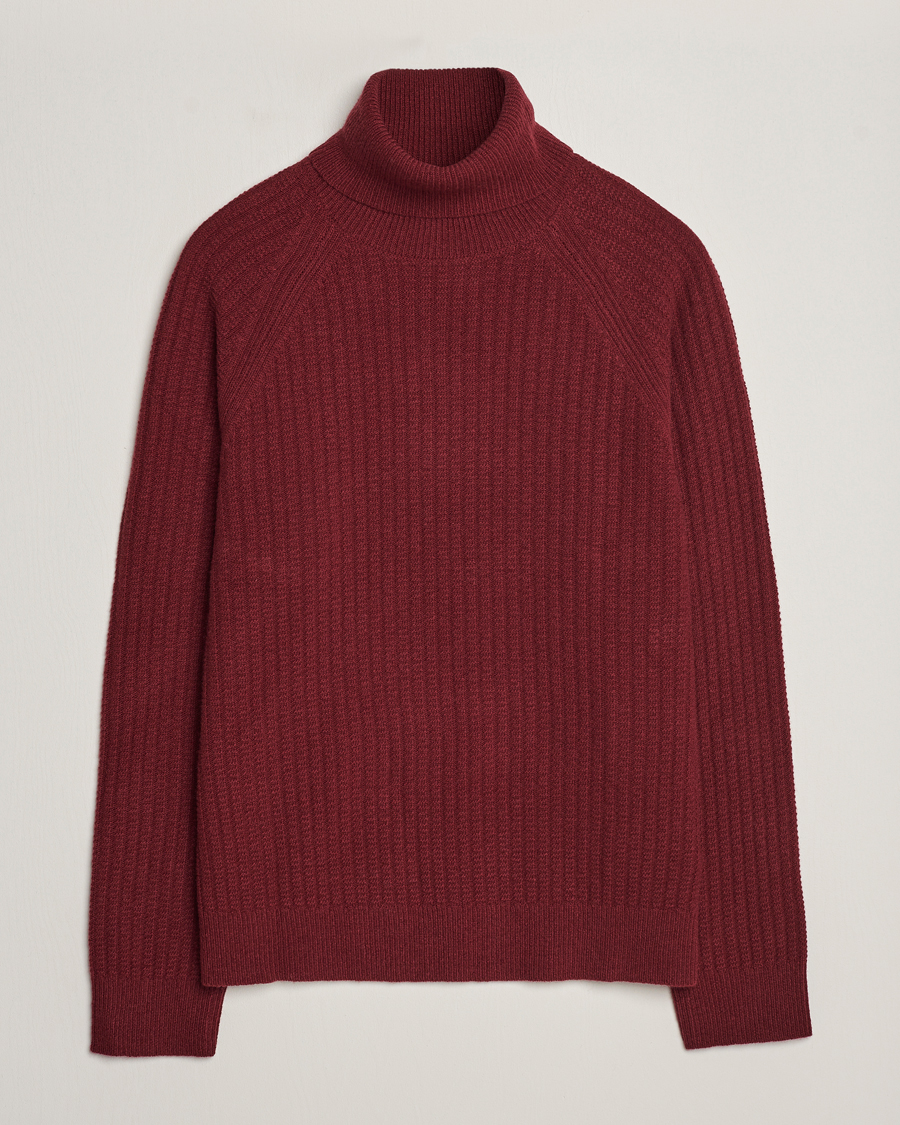 Herr | Tröjor | GANT | Lambswool Textured Rollneck Plumped Red