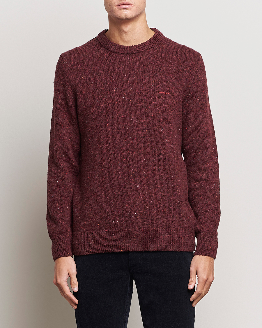 Herr | Rea kläder | GANT | Neps Donegal Crew Neck Sweater Plumped Red