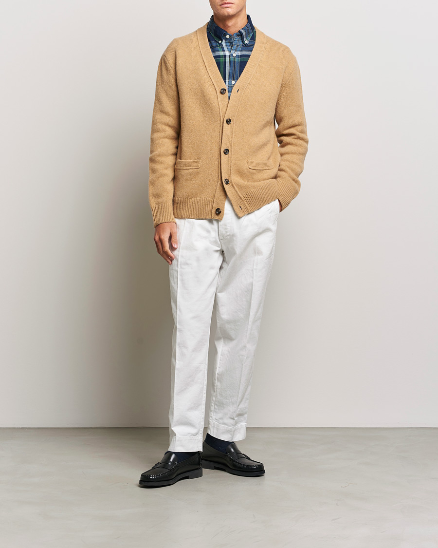 Herr | Tröjor | GANT | Soft Wool Cardigan Khaki Melange