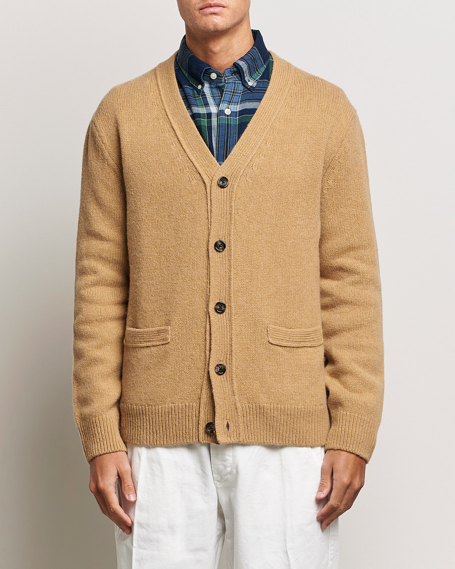Herr | Cardigans | GANT | Soft Wool Cardigan Khaki Melange