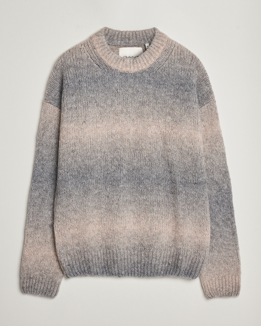 Herr | Tröjor | GANT | Soft Wool Ombre Crew Neck Grey Melange