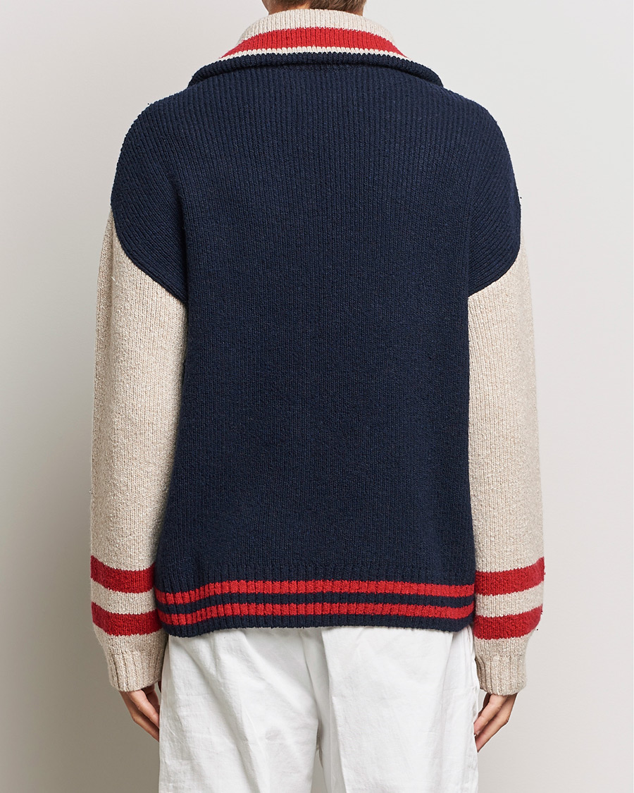 Herr | Tröjor | GANT | Wool Neps Letter Half Zip Evening Blue