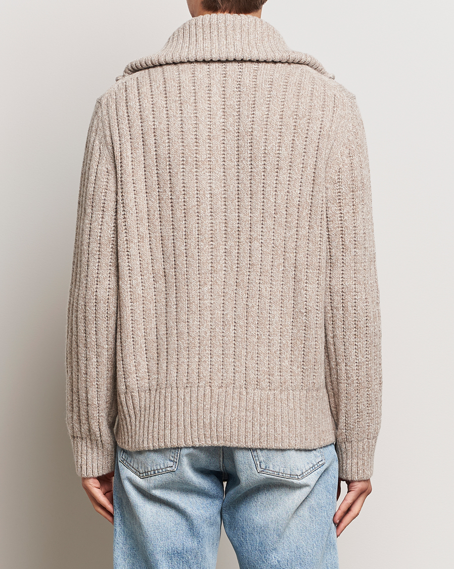 Herr | Tröjor | GANT | Heavy Structured Knitted Full Zip Light Beige Melange