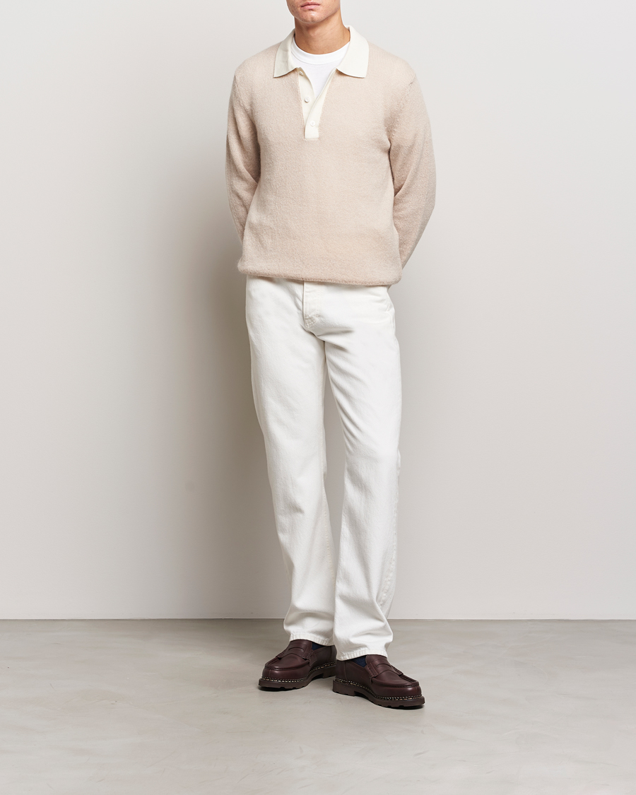 Herr | Tröjor | GANT | Mohair Knitted Polo Soft Oat