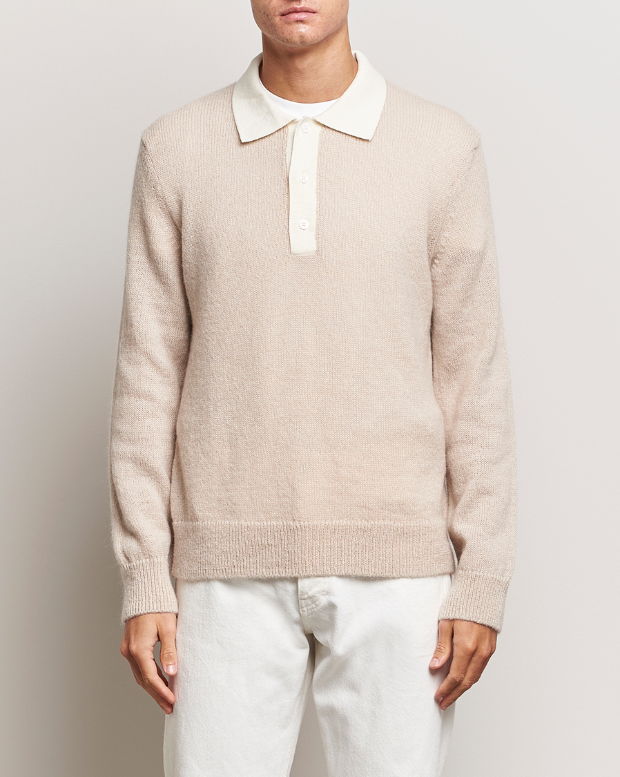Herr | GANT | GANT | Mohair Knitted Polo Soft Oat
