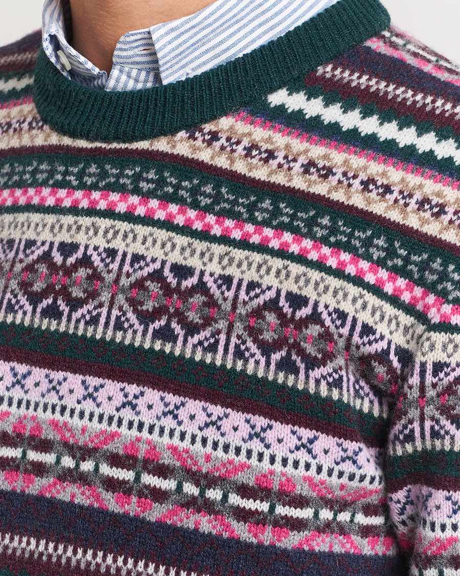 Herr | Tröjor | GANT | Wool Fairisle Sweater Tartan Green