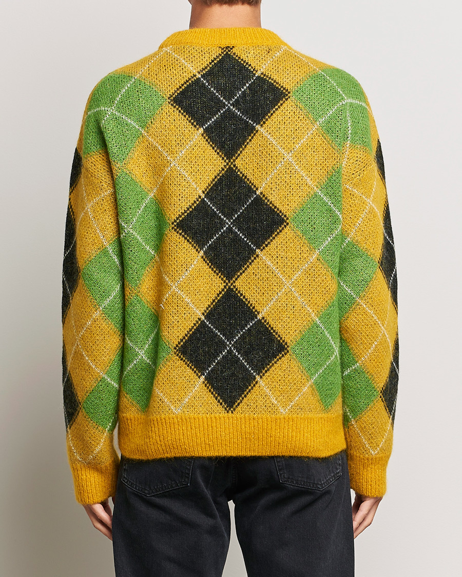 Herr | Tröjor | GANT | Furry Argyle Crew Neck Sunflower Yellow