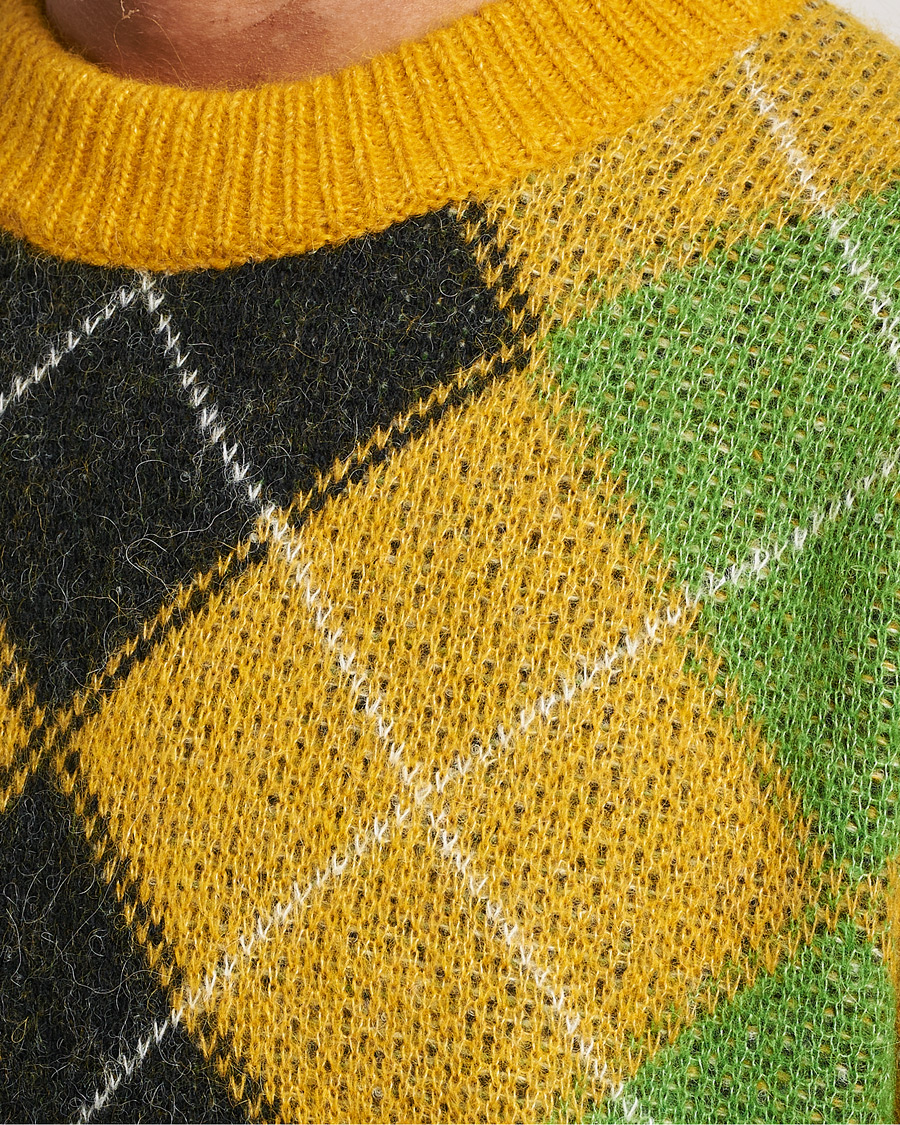 Herr | Tröjor | GANT | Furry Argyle Crew Neck Sunflower Yellow