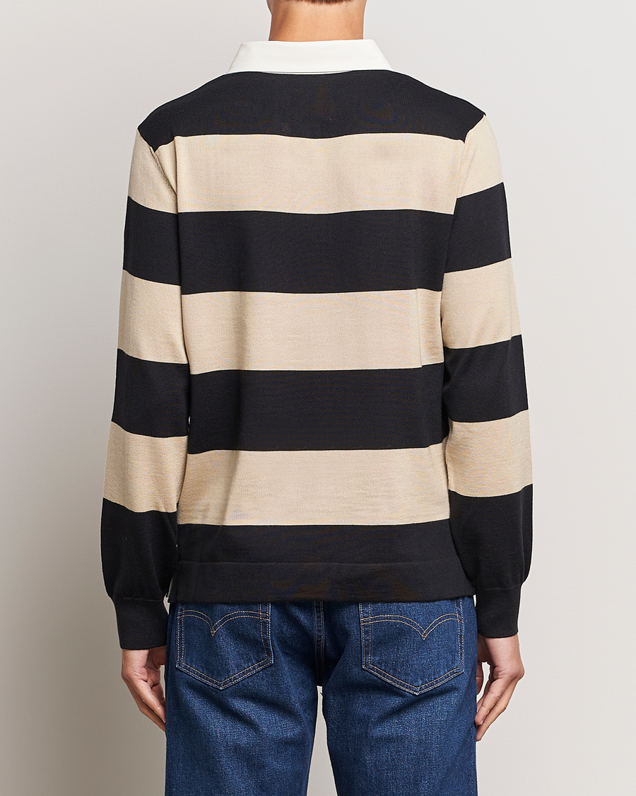 Herr | Tröjor | GANT | Barstriped Knitted Rugger Beige/Navy