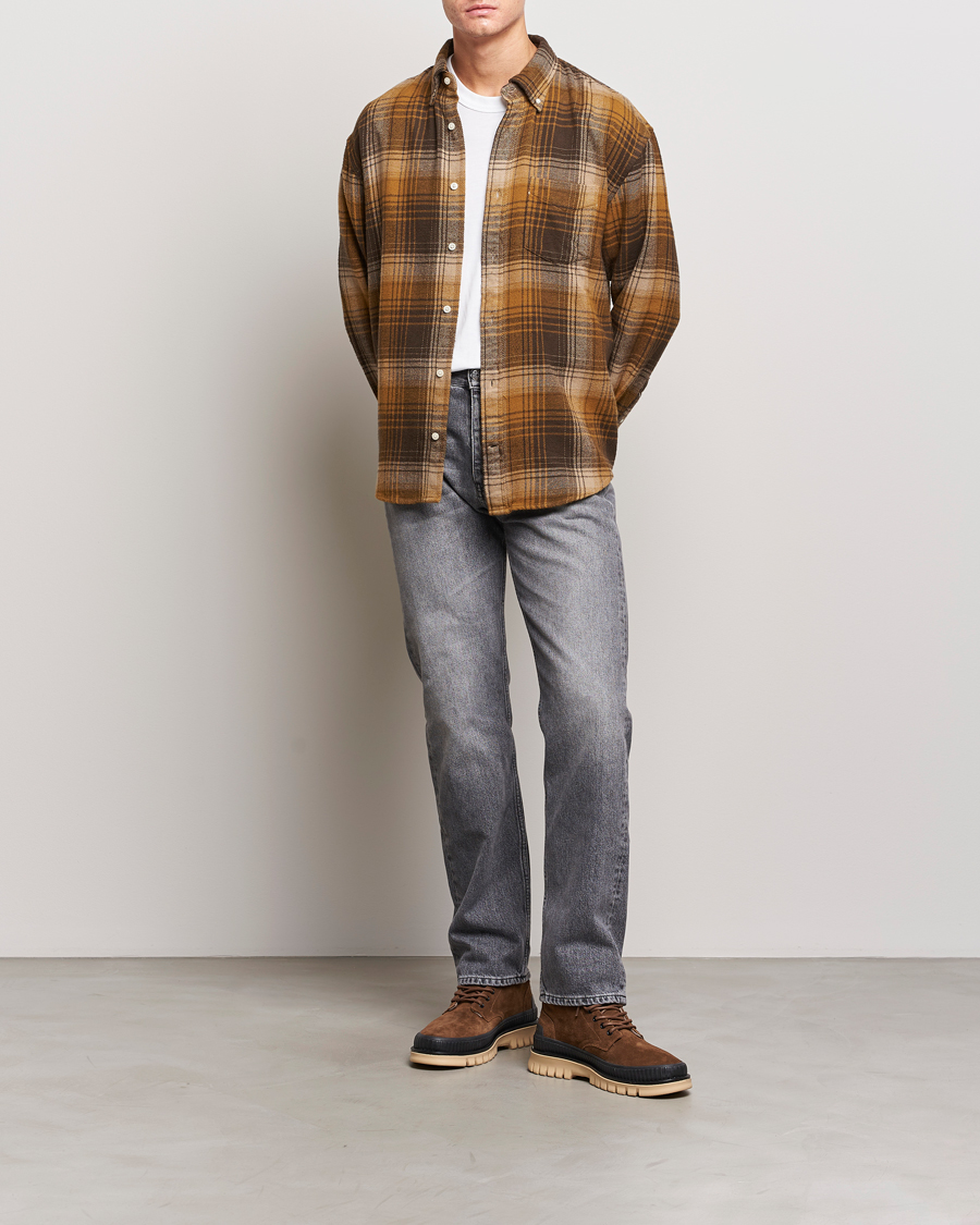 Herr | Skjortor | GANT | Relaxed Fit Heavy Flannel Checked Shirt Woody Brown