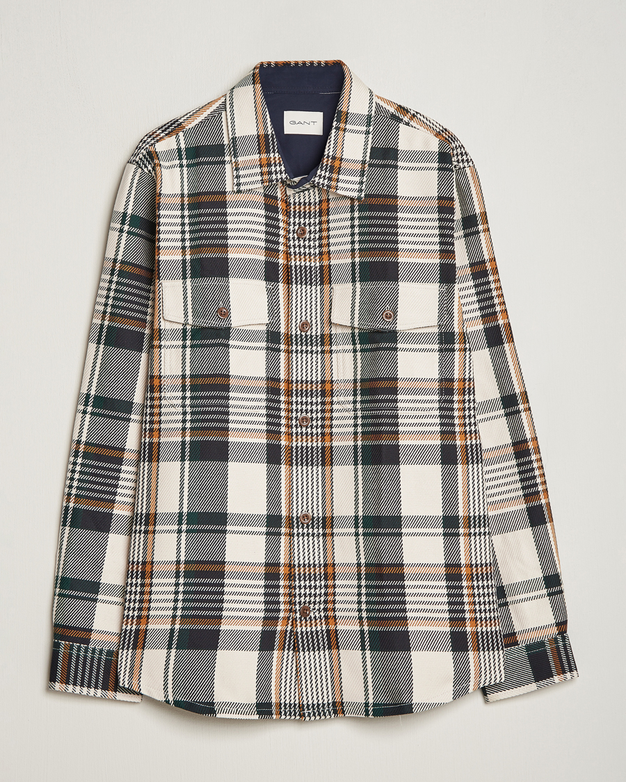 Herr | Skjortor | GANT | Heavy Twill Checked Overshirt Putty Multi