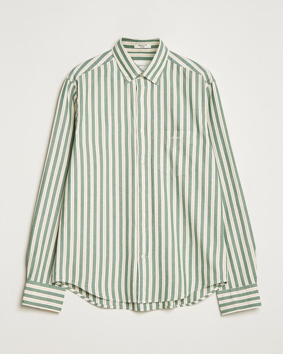 Herr | Skjortor | GANT | Regular Fit Archive Oxford Striped Shirt Forest Green