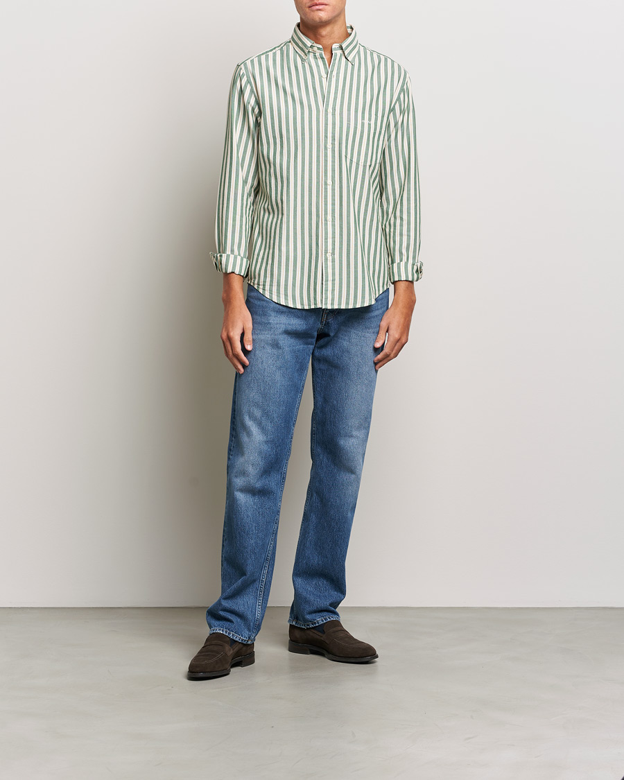 Herr | Skjortor | GANT | Regular Fit Archive Oxford Striped Shirt Forest Green