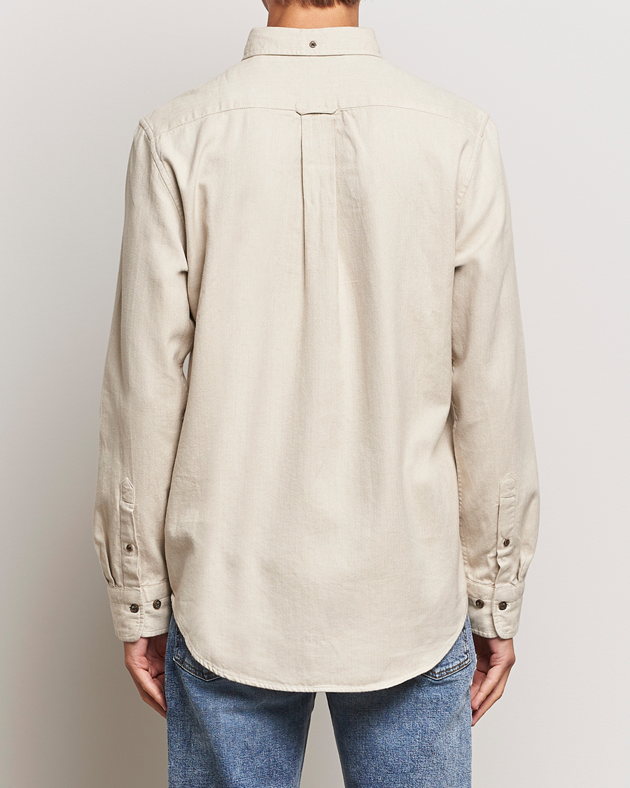 Herr | Skjortor | GANT | Regular Fit Herringbone Flannel Shirt Cold Beige
