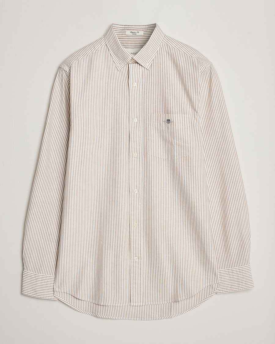 Herr | Skjortor | GANT | Regular Fit Striped Oxford Shirt Woody Brown