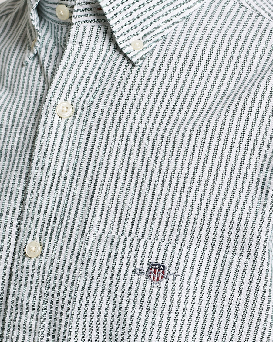 Herr | Skjortor | GANT | Regular Fit Striped Oxford Shirt Forest Green
