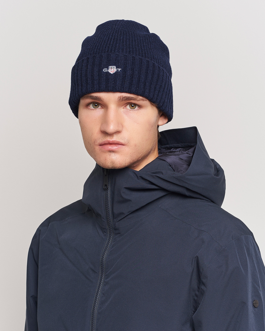 Herr | Mössor | GANT | Wool Lined Beanie Marine