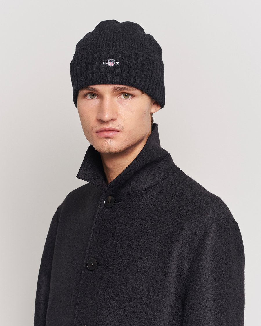 Herr | GANT | GANT | Wool Lined Beanie Black